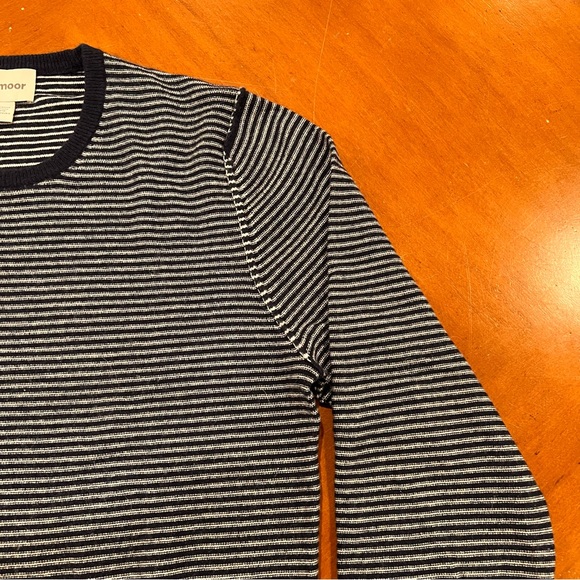 SOLD Dartmoor Men’s 100% Cashmere Crewneck Pullover Sweater Navy Stripe - Picture 7 of 16